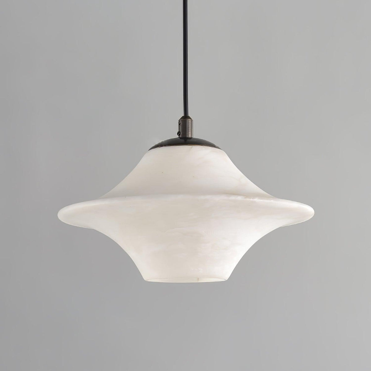 Celestial Alabaster Pendant Light with Black Metal Accents