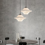 Celestial Alabaster Pendant Light with Black Metal Accents