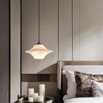 Celestial Alabaster Pendant Light with Black Metal Accents