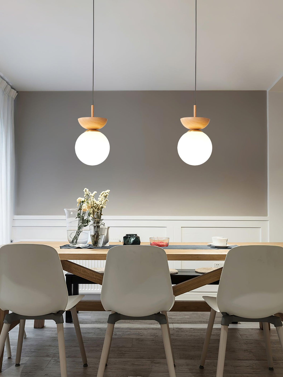 Savie Modern Wood Grain Glass Pendant Light for Dining Room and Kitchen Island
