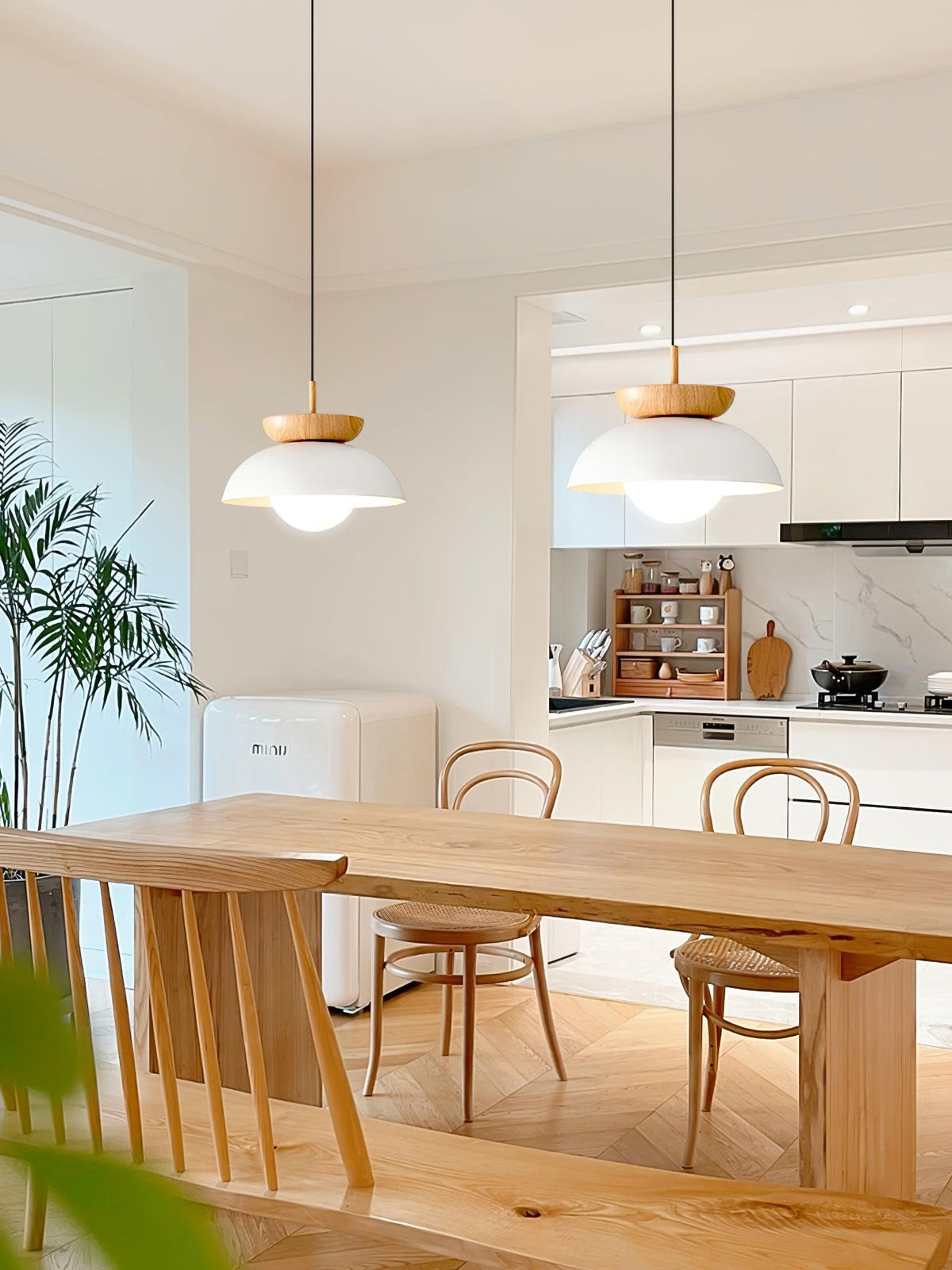 Savie Modern Wood Grain Glass Pendant Light for Dining Room and Kitchen Island