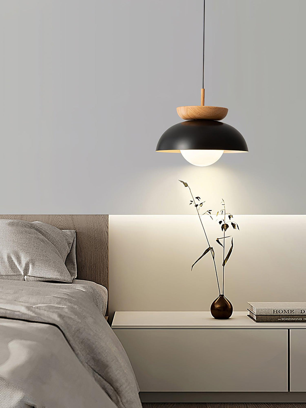 Savie Modern Wood Grain Glass Pendant Light for Dining Room and Kitchen Island
