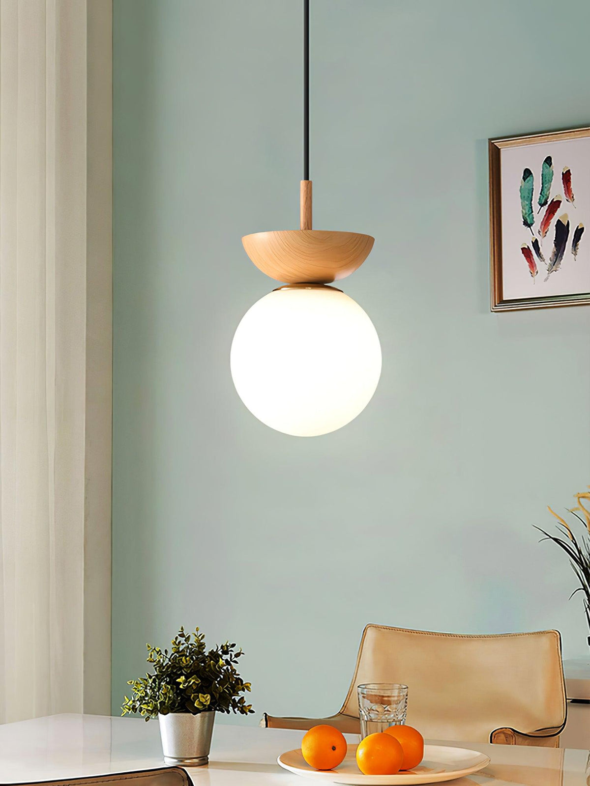 Savie Modern Wood Grain Glass Pendant Light for Dining Room and Kitchen Island