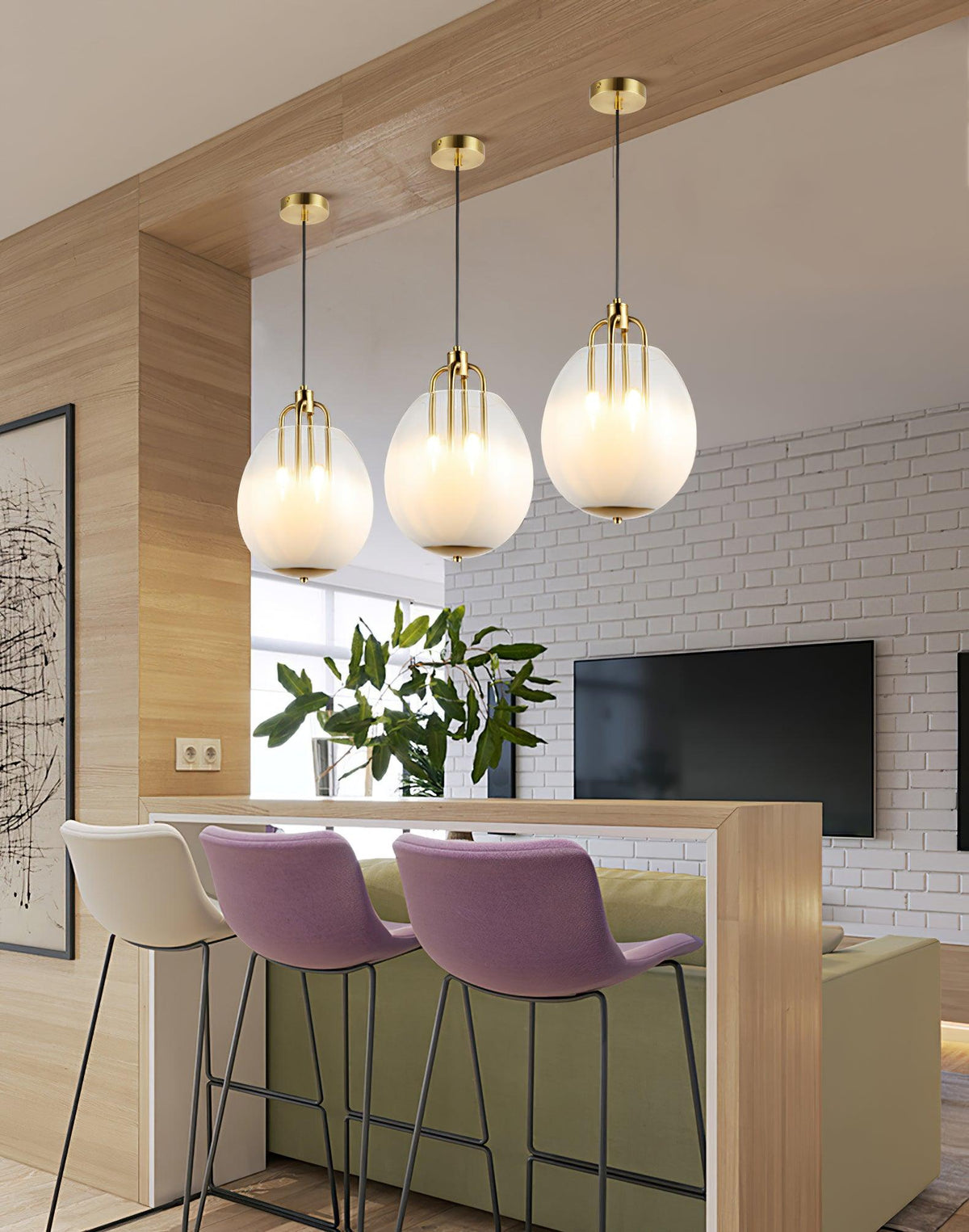 Sawyer Pendant Light in Brass and Sfumato Glass