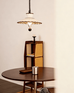 Scalloped Ceramic Pendant Light with Coiled Cord for Modern Interiors
