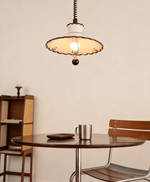 Scalloped Ceramic Pendant Light with Coiled Cord for Modern Interiors