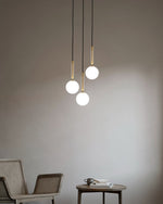Scandiluxe Brass Pendant Light with Glass Shade – Modern Swag Ceiling Lamp