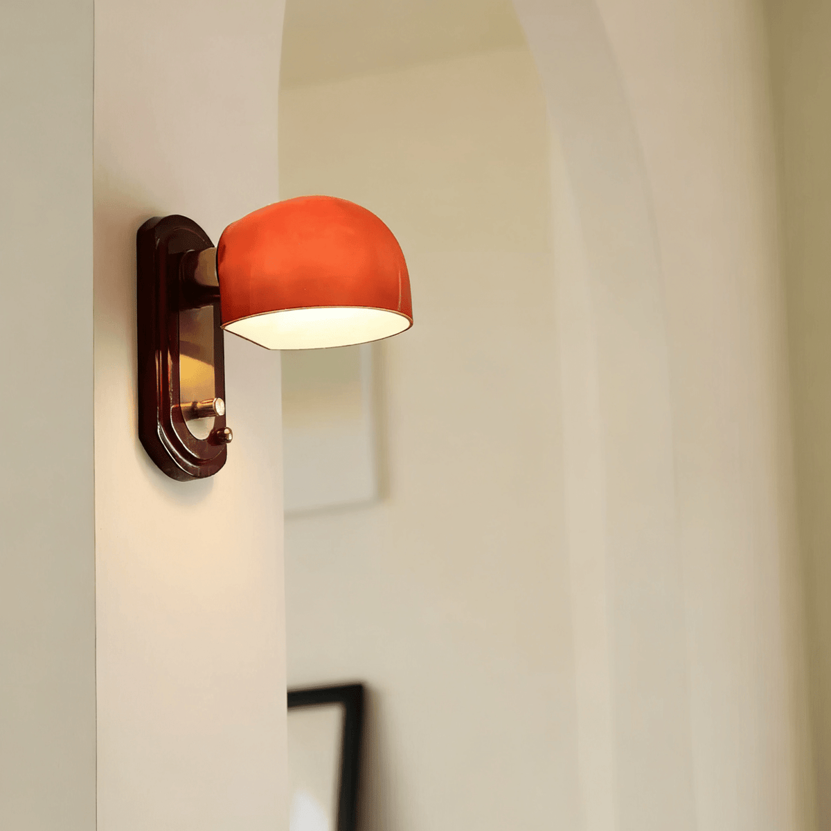 Scarlet Dome Wall Sconce in Gold and Red Glass