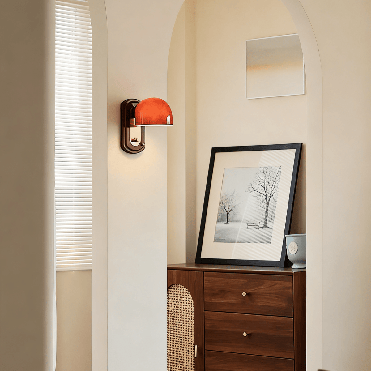 Scarlet Dome Wall Sconce in Gold and Red Glass