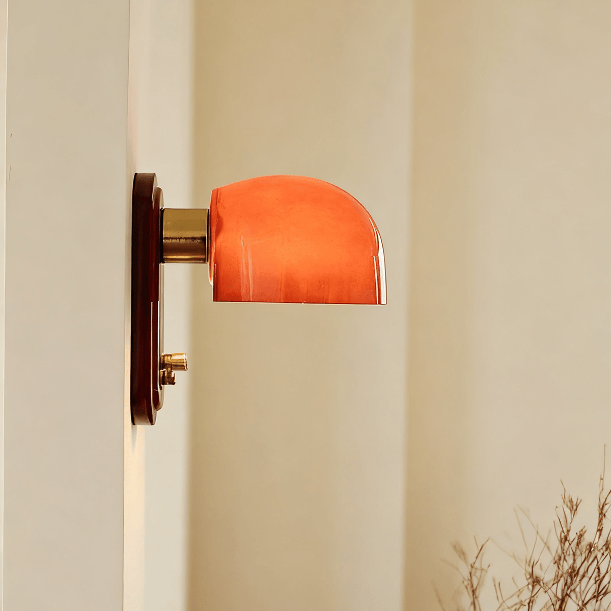 Scarlet Dome Wall Sconce in Gold and Red Glass