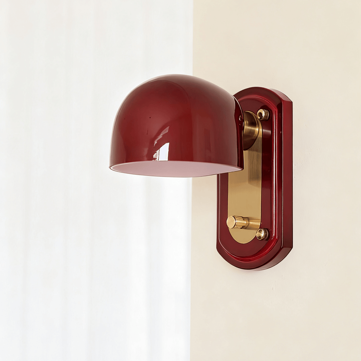 Scarlet Dome Wall Sconce in Gold and Red Glass