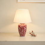 Scarlet Vine Ceramic Table Lamp with White Fabric Shade