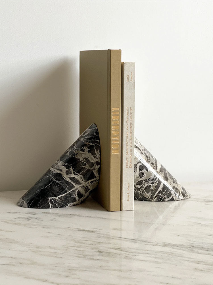 Sculptural Marble Bookends in Natural Stone for Modern Interiors