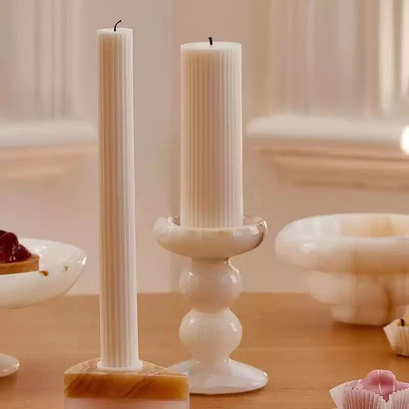 Sculpted Jade Candle Holder – Natural Stone Tabletop Decor