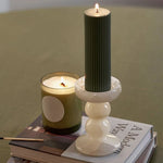 Sculpted Jade Candle Holder – Natural Stone Tabletop Decor