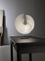 Sculptural Pleated Paper Table Lamp with Hand-Painted Accent