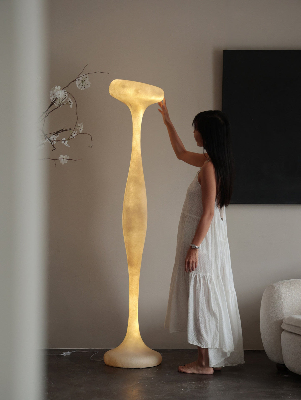 Sculptural Resin Floor Lamp with Integrated LED for Modern Interiors