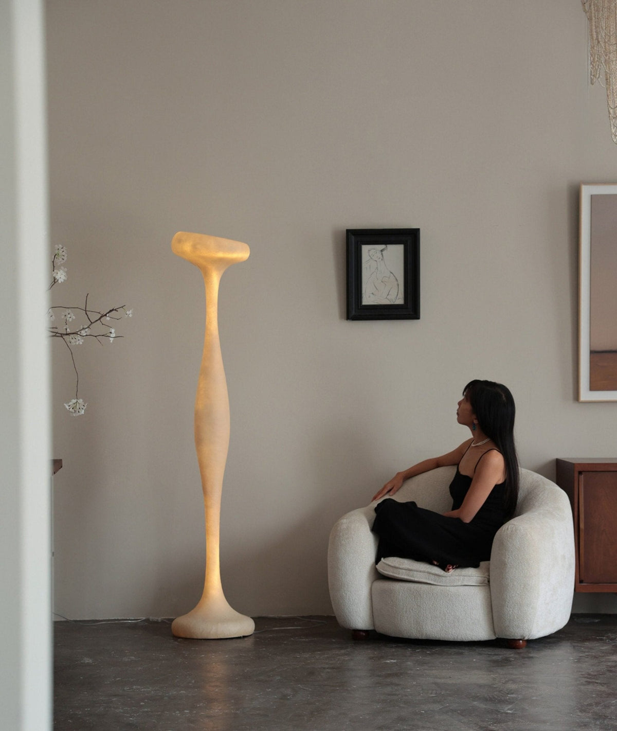 Sculptural Resin Floor Lamp with Integrated LED for Modern Interiors