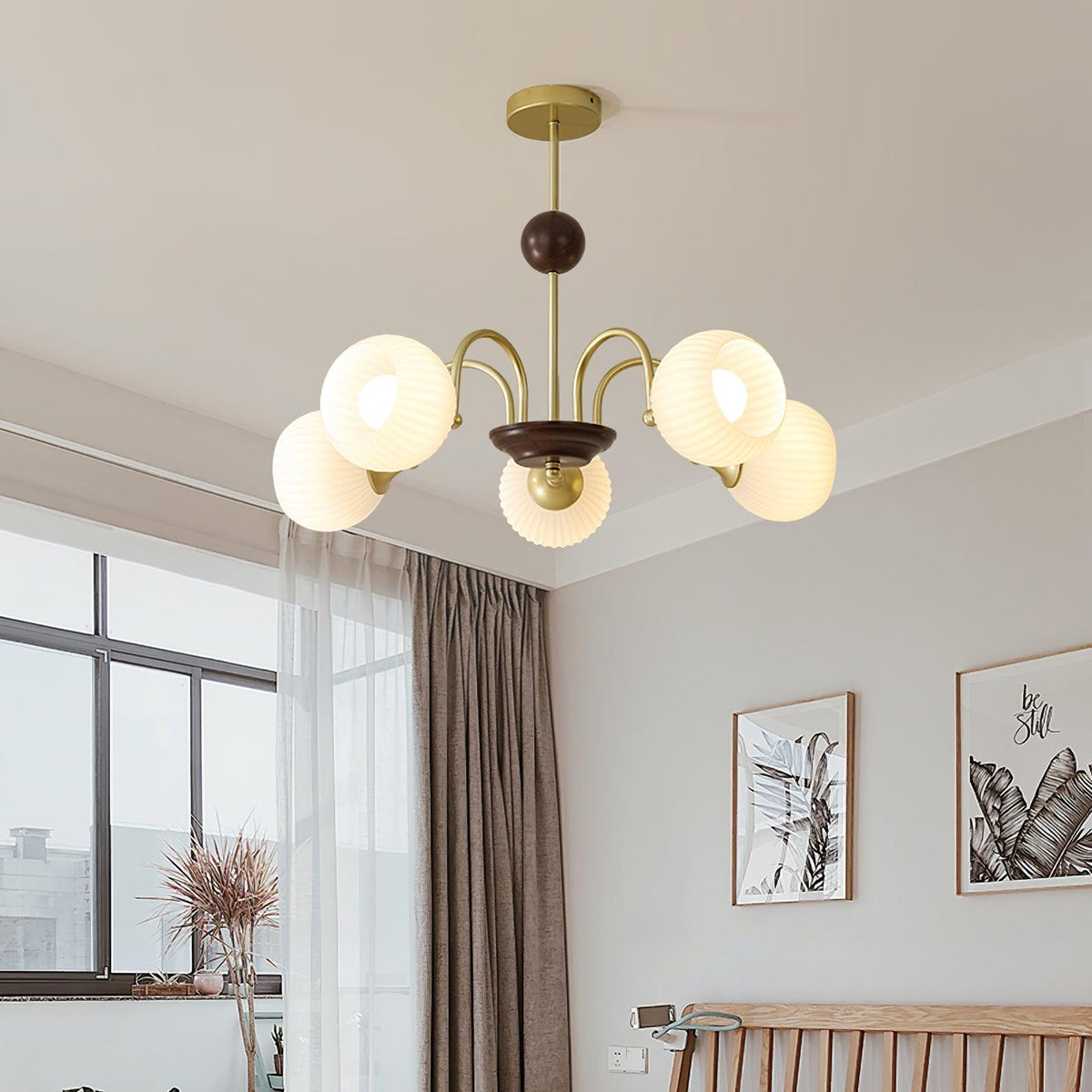 sculptural-glass-ribbed-chandelier