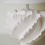 Sculptural Shell Table Lamp with Fabric Shade for Modern Interiors