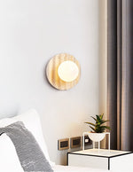 Selorar Travertine Wall Sconce — Natural Stone & Glass
