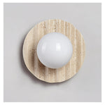 Selorar Travertine Wall Sconce — Natural Stone & Glass
