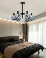Selva Black Chandelier – Modern Smoke Glass Globe Pendant Light