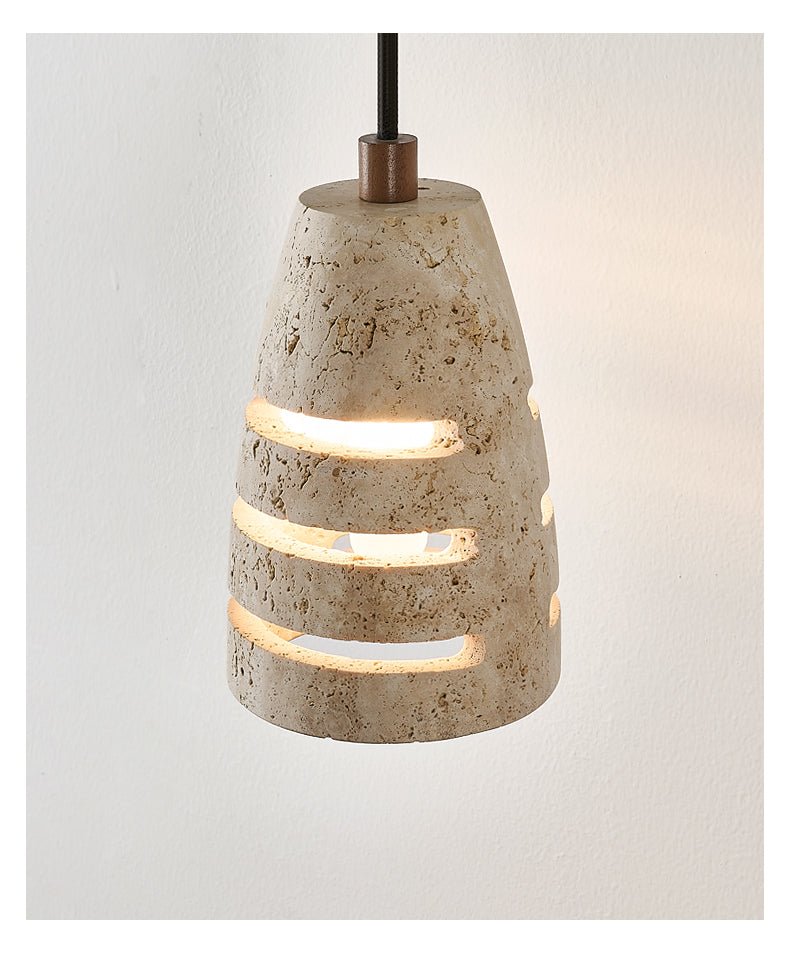 Selvarin Travertine Pendant Light – Sculptural Stone Hanging Lamp for Dining and Living Spaces
