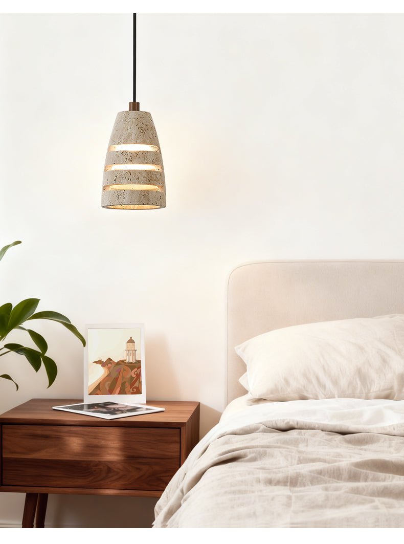 Selvarin Travertine Pendant Light – Sculptural Stone Hanging Lamp for Dining and Living Spaces