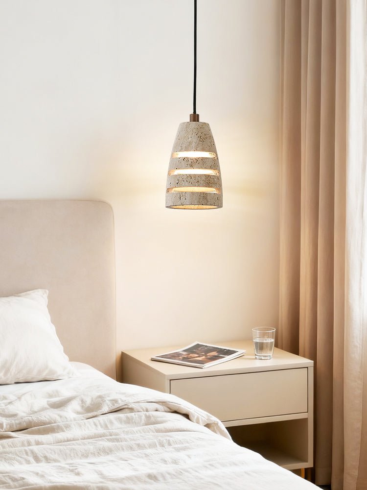 Selvarin Travertine Pendant Light – Sculptural Stone Hanging Lamp for Dining and Living Spaces