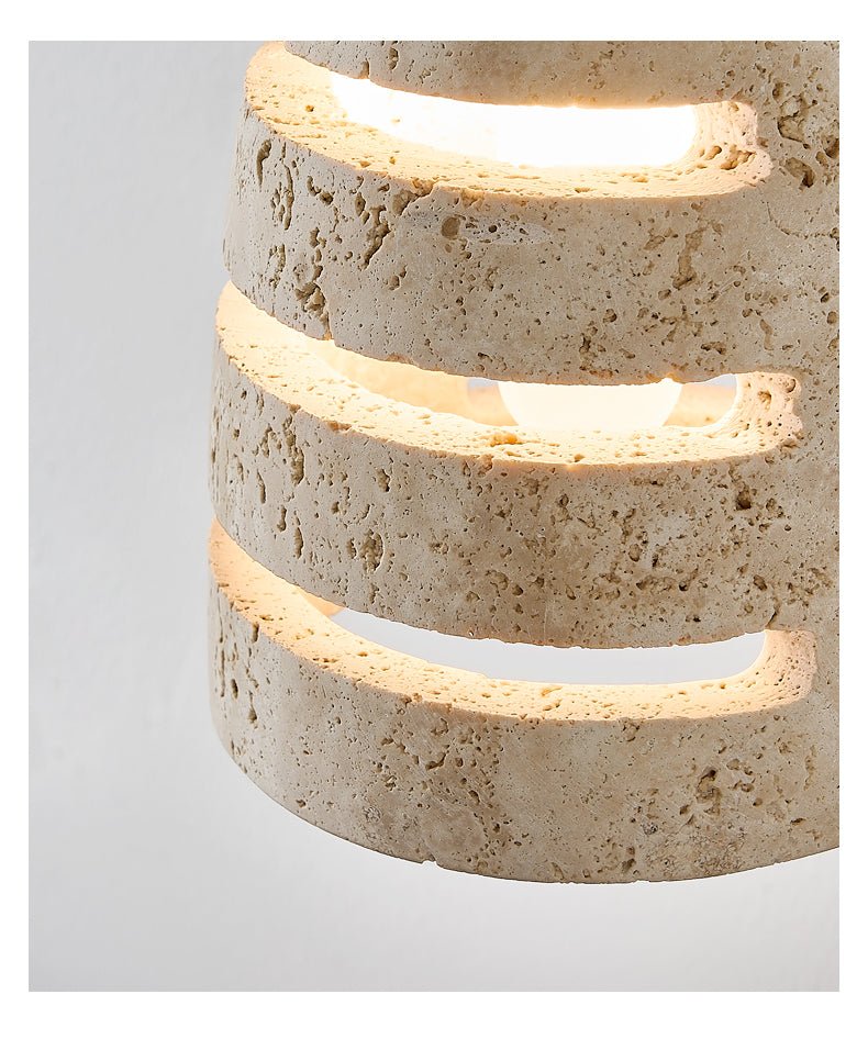 Selvarin Travertine Pendant Light – Sculptural Stone Hanging Lamp for Dining and Living Spaces