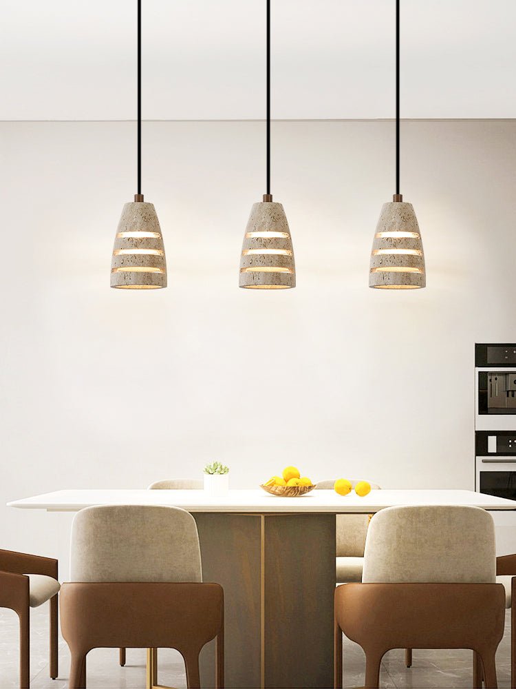 Selvarin Travertine Pendant Light – Sculptural Stone Hanging Lamp for Dining and Living Spaces