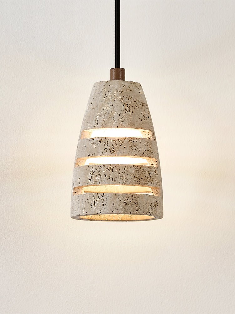 Selvarin Travertine Pendant Light – Sculptural Stone Hanging Lamp for Dining and Living Spaces