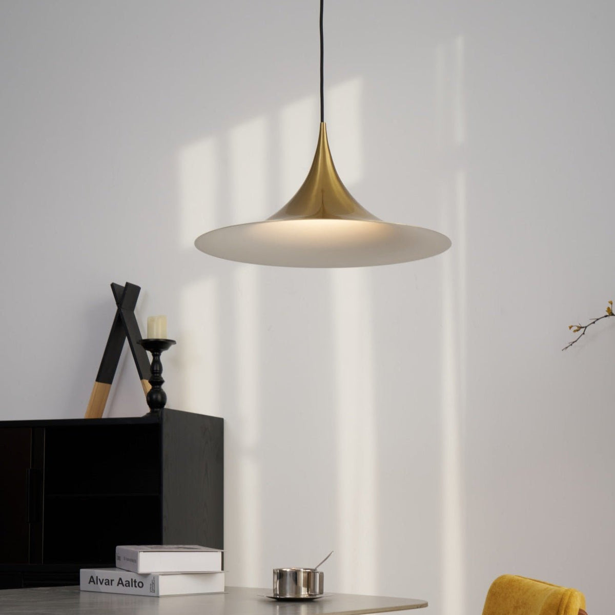 Semi Arch Pendant Light – Designer Aluminum Swag Lamp for Dining & Living Spaces