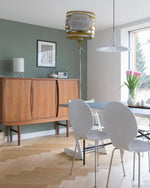 Semi Arch Pendant Light – Designer Aluminum Swag Lamp for Dining & Living Spaces