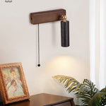 Sentinel Swivel Spot Sconce – Black Travertine & Walnut Wall Light