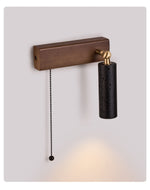 Sentinel Swivel Spot Sconce – Black Travertine & Walnut Wall Light