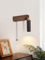 Sentinel Swivel Spot Sconce – Black Travertine & Walnut Wall Light