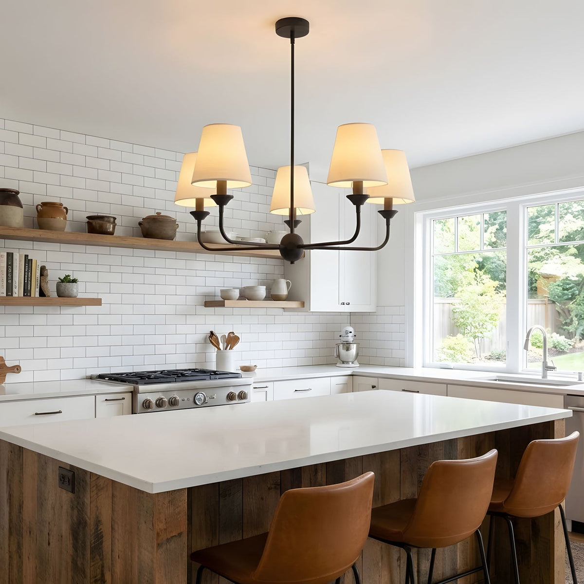 Seraphine Grace Chandelier – Modern Brass & Fabric Statement Light for Dining and Living Rooms