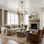 Seraphine Grace Chandelier – Modern Brass & Fabric Statement Light for Dining and Living Rooms