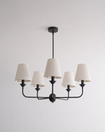 Seraphine Grace Chandelier – Modern Brass & Fabric Statement Light for Dining and Living Rooms