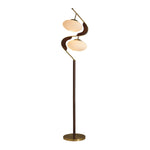 Serenita Double Shade Floor Lamp in Walnut and Gold