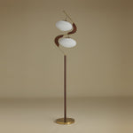 Serenita Double Shade Floor Lamp in Walnut and Gold