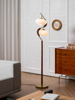 Serenita Double Shade Floor Lamp in Walnut and Gold