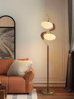 Serenita Double Shade Floor Lamp in Walnut and Gold