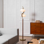 Serenita Double Shade Floor Lamp in Walnut and Gold