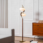 Serenita Double Shade Floor Lamp in Walnut and Gold