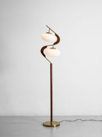 Serenita Double Shade Floor Lamp in Walnut and Gold