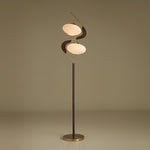 Serenita Double Shade Floor Lamp in Walnut and Gold
