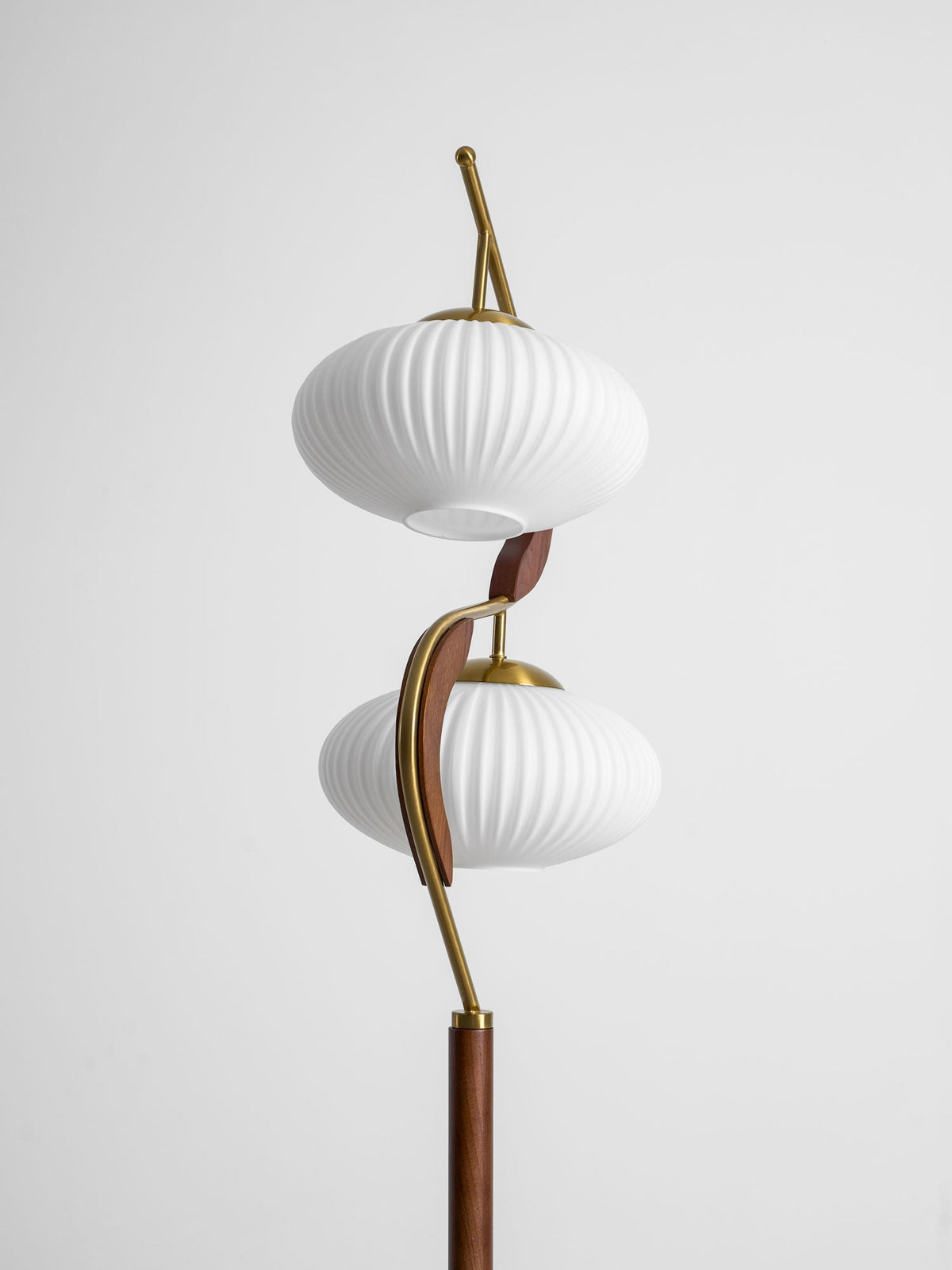 Serenita Double Shade Floor Lamp in Walnut and Gold